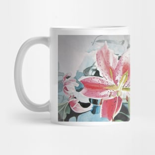 Red Lily Flower Watercolor Painting Mug